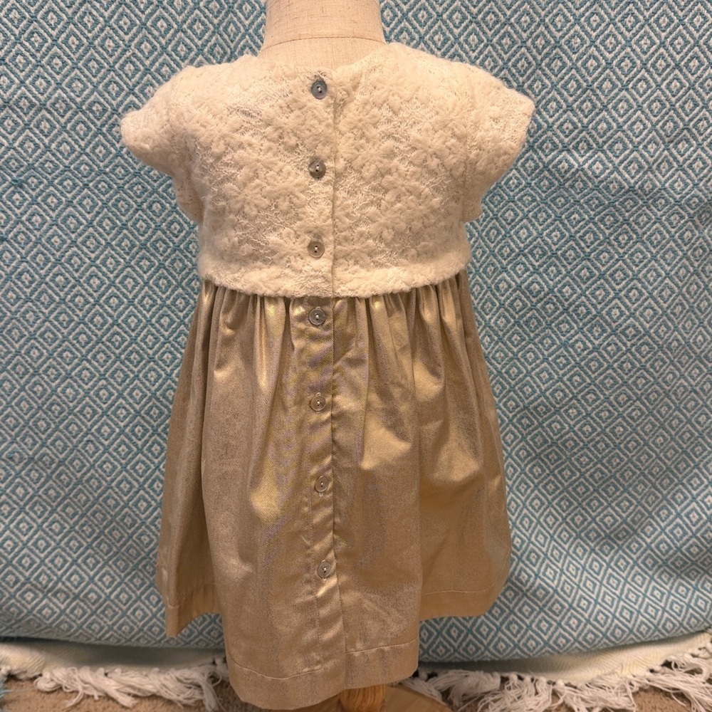 Lili Gaufrette Cream and Gold Formal Dress - Picture 2 of 5